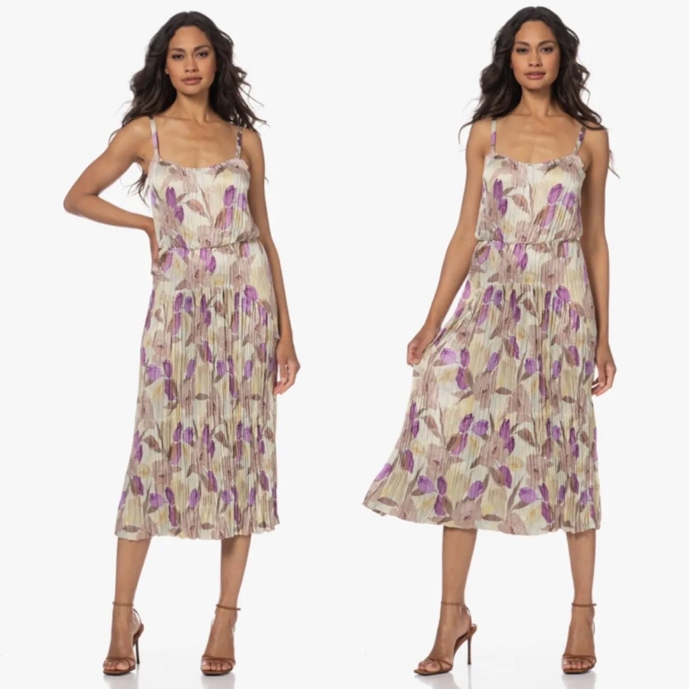 Vince Nouveau Magnolia Crushed Satin Cami Midi Dress Size Small NWT Sun Dew